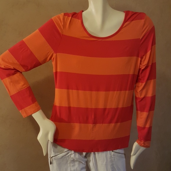orange and red striped shirt long sleeve